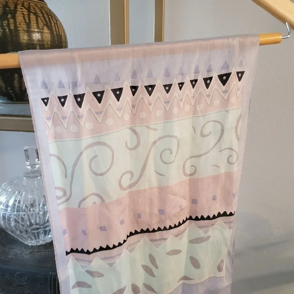 Vintage Silk Scarf Pastel Colors